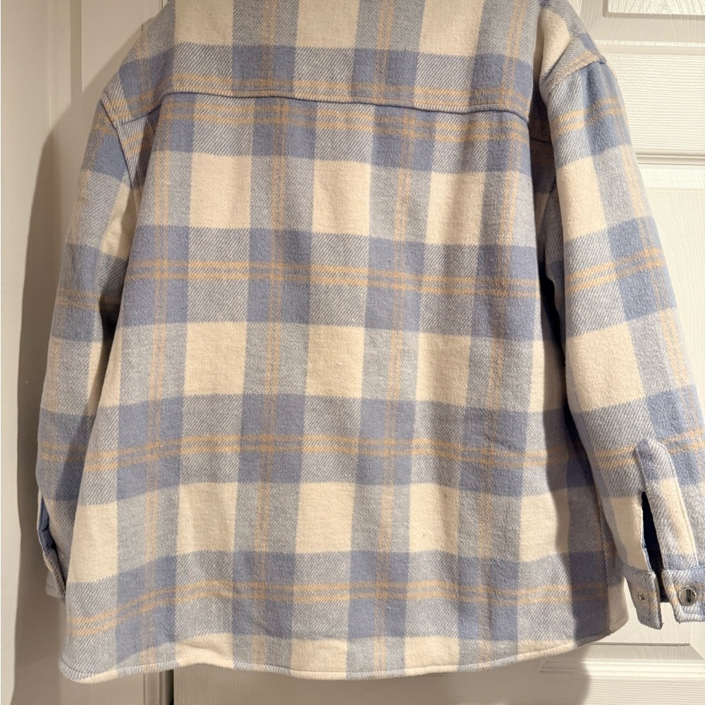 Jou Jou Blue and Cream Plaid Shirt Jacket - Picture 6 of 8